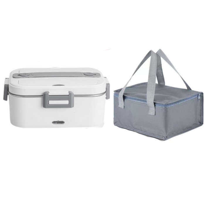 Cutie alimentara cu incalzitor, 2in1, Otel inoxidabil, Gri