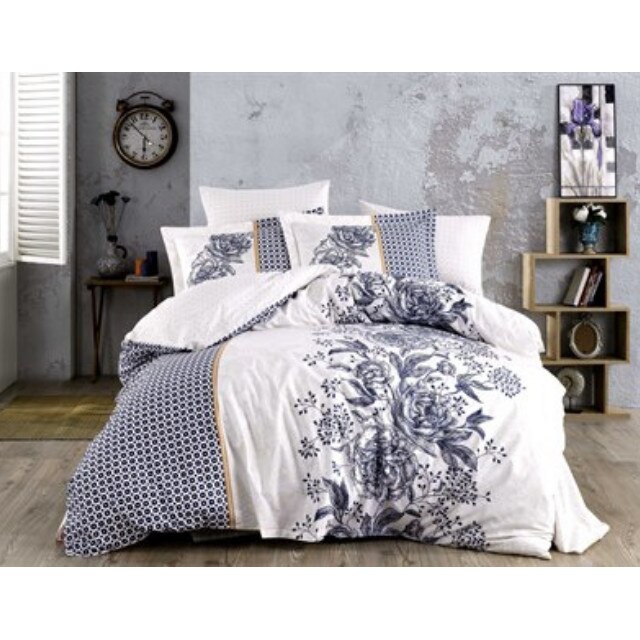 Lenjerie de pat bumbac Hobby ARIANNA BLUE, lenjerie pat 2 PERSOANE, 4 piese, 200x220 / 50x70, 100% bumbac