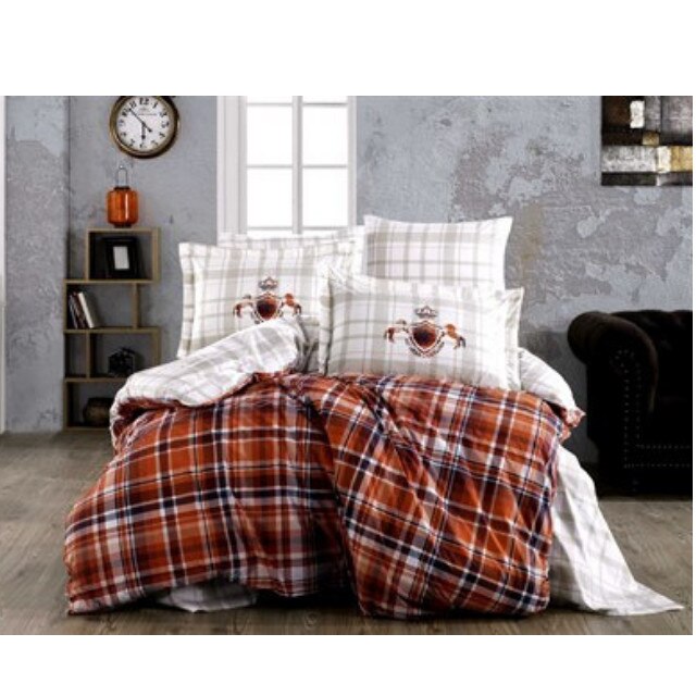 Lenjerie de pat bumbac Hobby ADALIA RED, lenjerie pat 2 persoane, 4 piese, 200x220 / 50x70, 100% bumbac