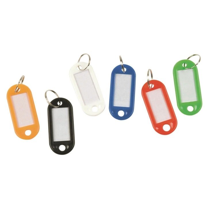 Kulcstartó Q-CONNECT kulcscímkével, fekete, 50 x 22 mm, 100 darab