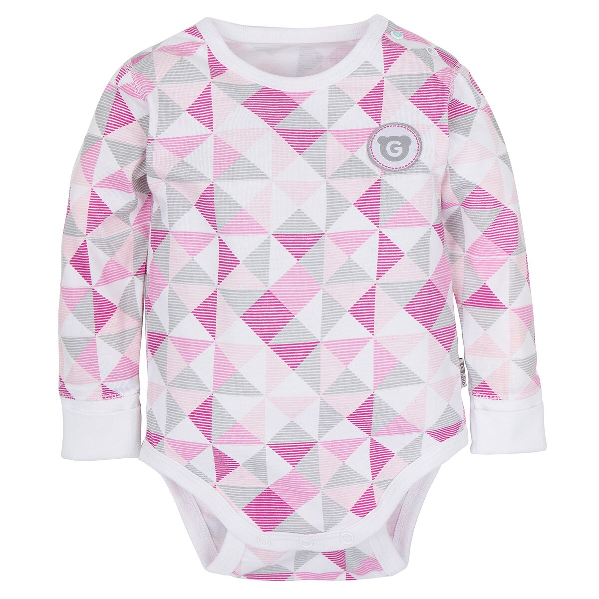 Body cu maneca lunga Gmini- Plus Pink-Figuri Geometrice, Roz