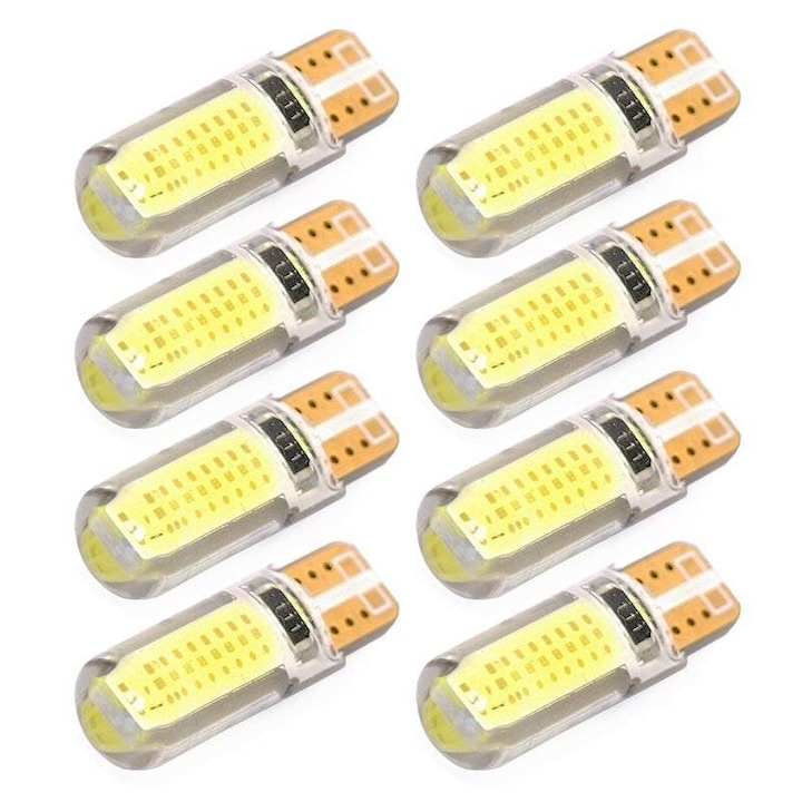 Комплект 8 крушки за кола, Interlook, LED, W5W, 12V, 1W, Xenon, Жълти