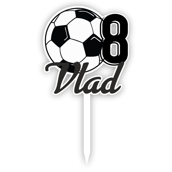 Topper tort UV Personalizat cu nume si varsta Fotbal, Inedit Print, MDF, TC896, 13 cm
