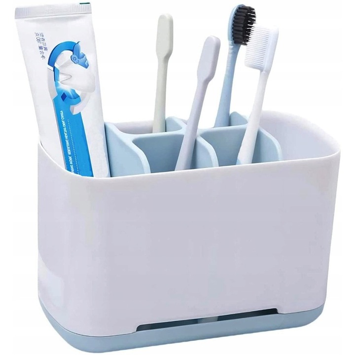 Suport periuta dinti, Organizator, Igiena orala, Edibazzar, Plastic, 17.5x9x13 cm, Alb