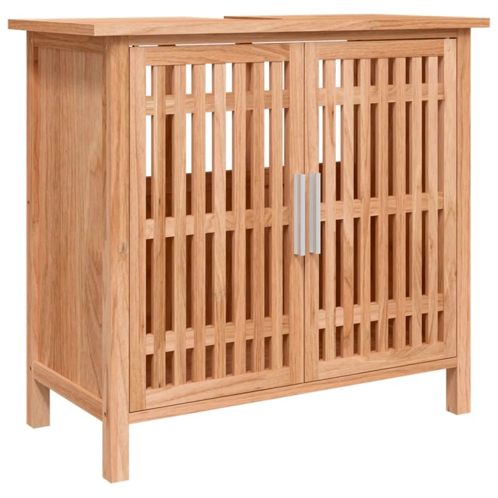 Шкаф за баня за мивка vidaXL, 66x29x61,5 см, орехово дърво масив, 6.75 Kg