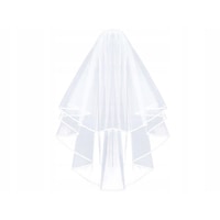 Voal de mireasa dublu, Edibazzar, Tul, 60/80 cm, Alb