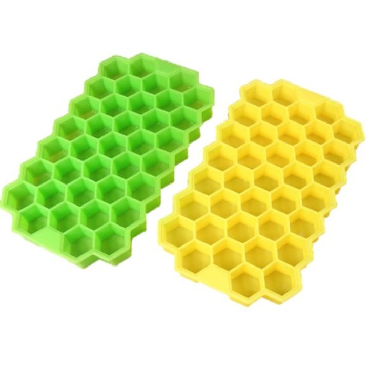 Комплект 2 форми за лед, FreeBiz, Силикон, Зелено/Жълто