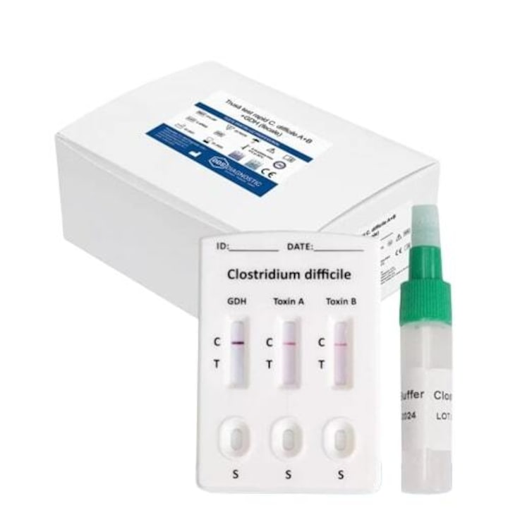 Set 2 bucati Test rapid Clostridium difficile Toxina A+B+GDH din materii fecale