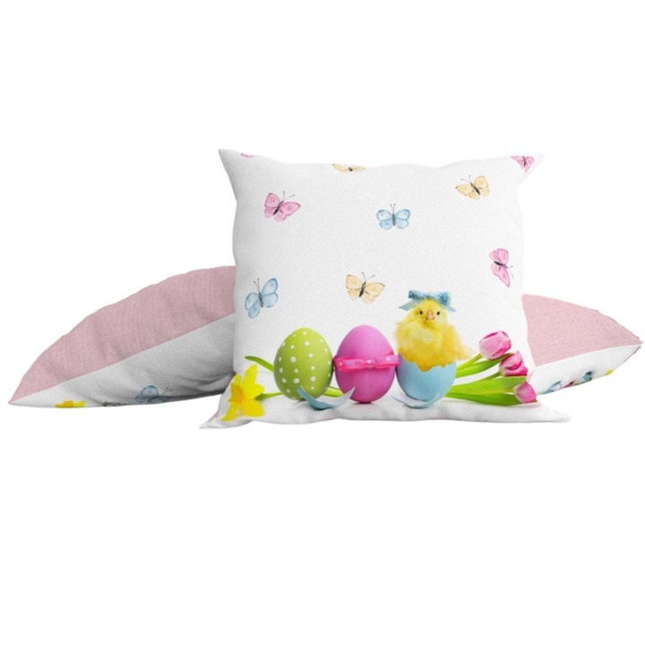 100% pamut dekoratív párnahuzat húsvéti motívumokkal, 45x45 cm, Club Cotton, Tantra, Multicolor