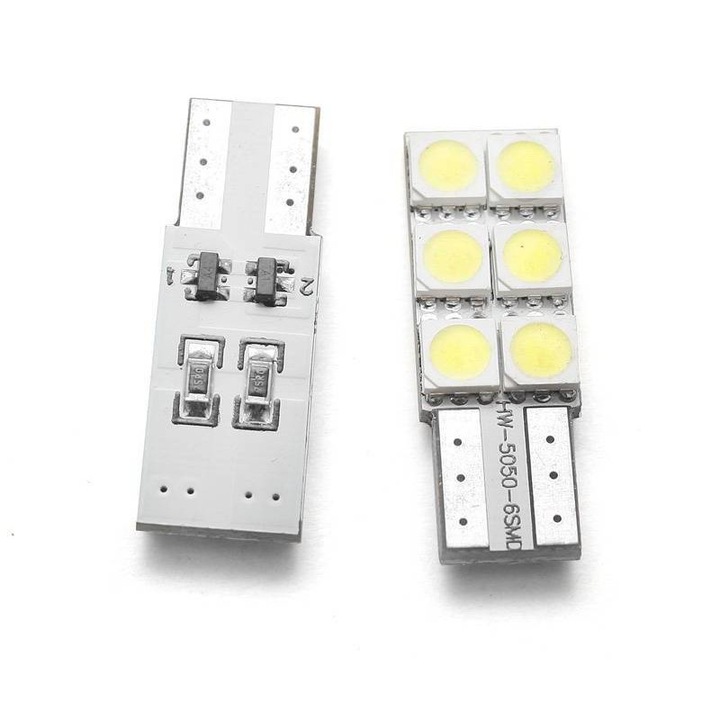 Bec LED pentru masina, Interlook, W5W, 5W CANBUS, 12V, 6 LED-uri, 31x11 mm, Xenon White