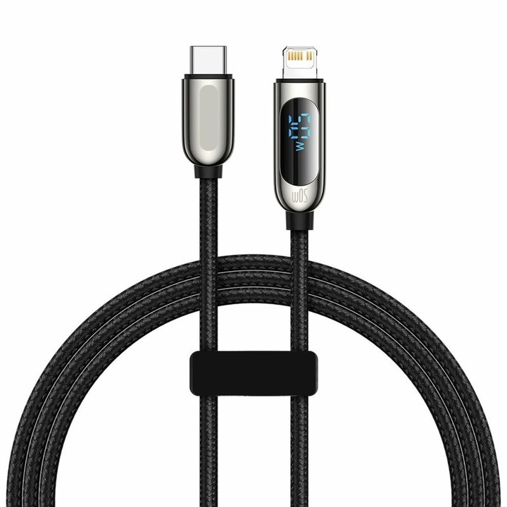 Kábel gyorstöltő USB-C - Apple kompatibilis csatlakozó, PD 20W, hossza 2 méter, fekete