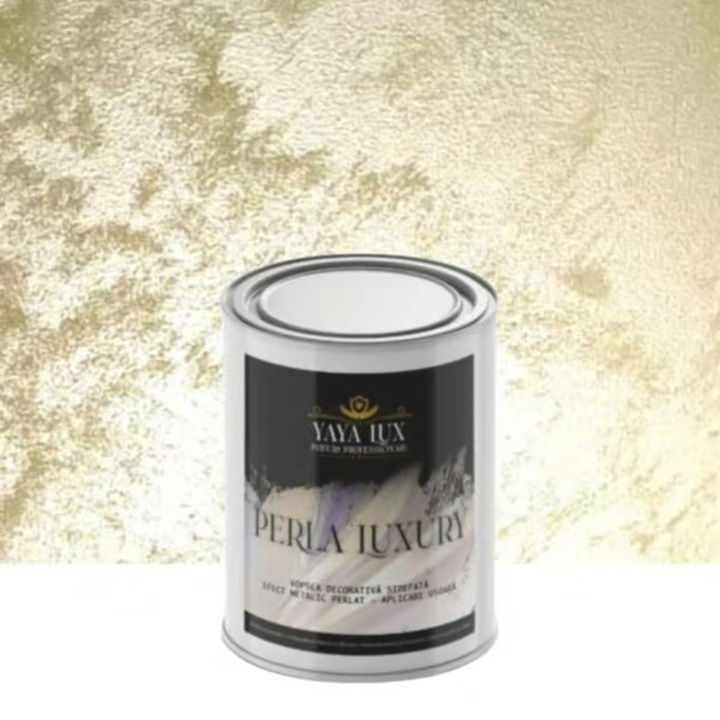 Vopsea Decorativa, Perla Luxury, cu Fulgi Perlati, Verde Fistic, YaYa Color, 1 Litru