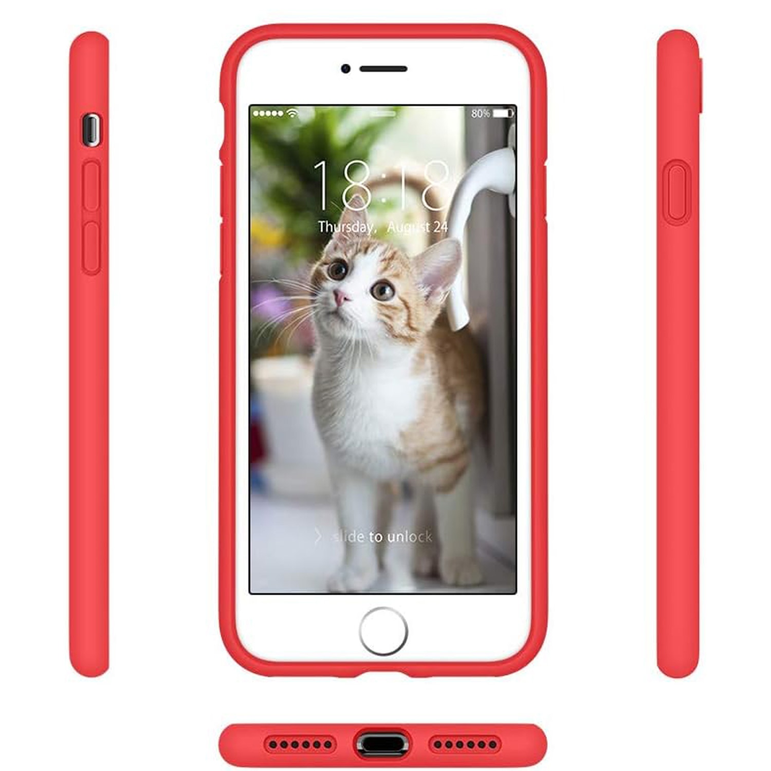 Husa Daden® Soft Silicone compatibila cuI iPhone 6Plus/6SPlus, Interior din Microfibra, Protectie la camera, Protectie sporita, Rosu