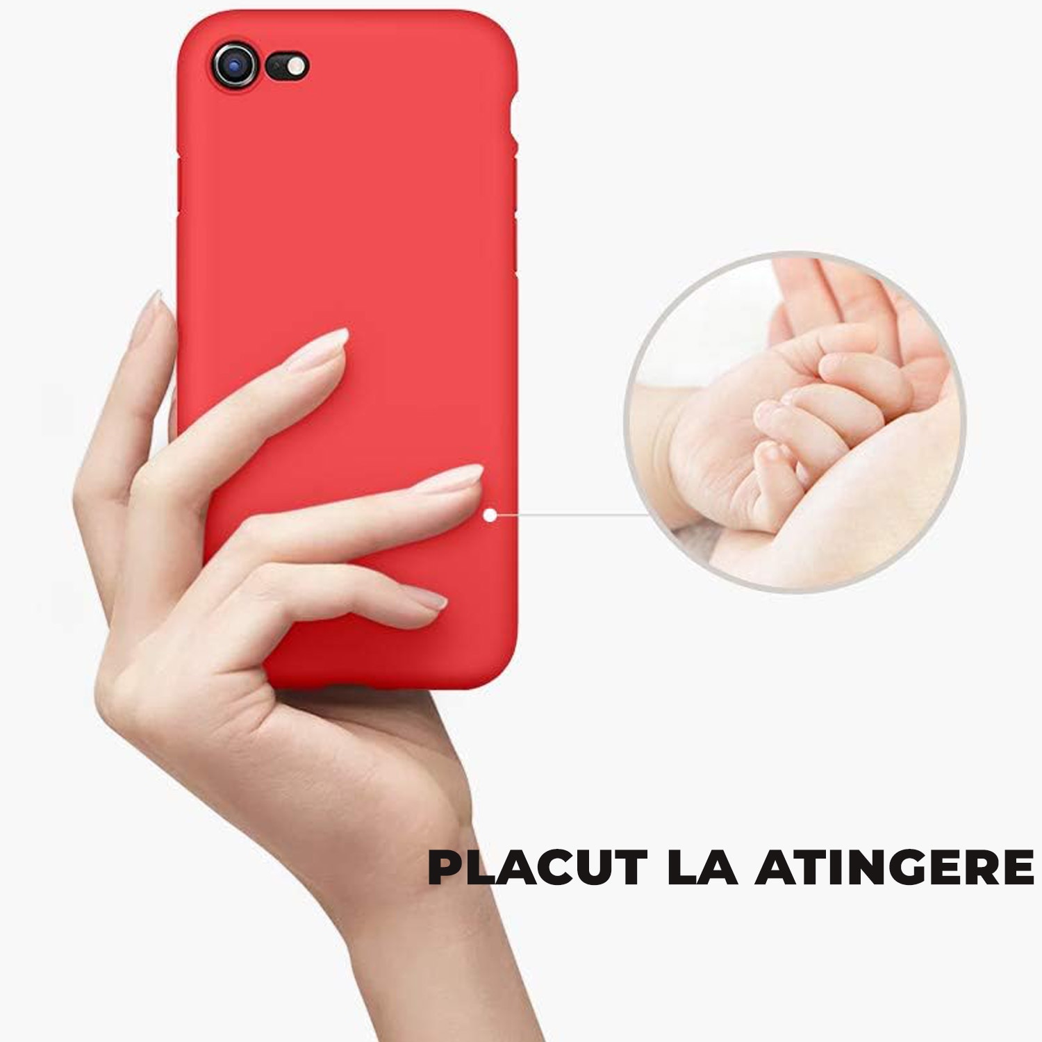 Husa Daden® Soft Silicone compatibila cuI iPhone 6Plus/6SPlus, Interior din Microfibra, Protectie la camera, Protectie sporita, Rosu