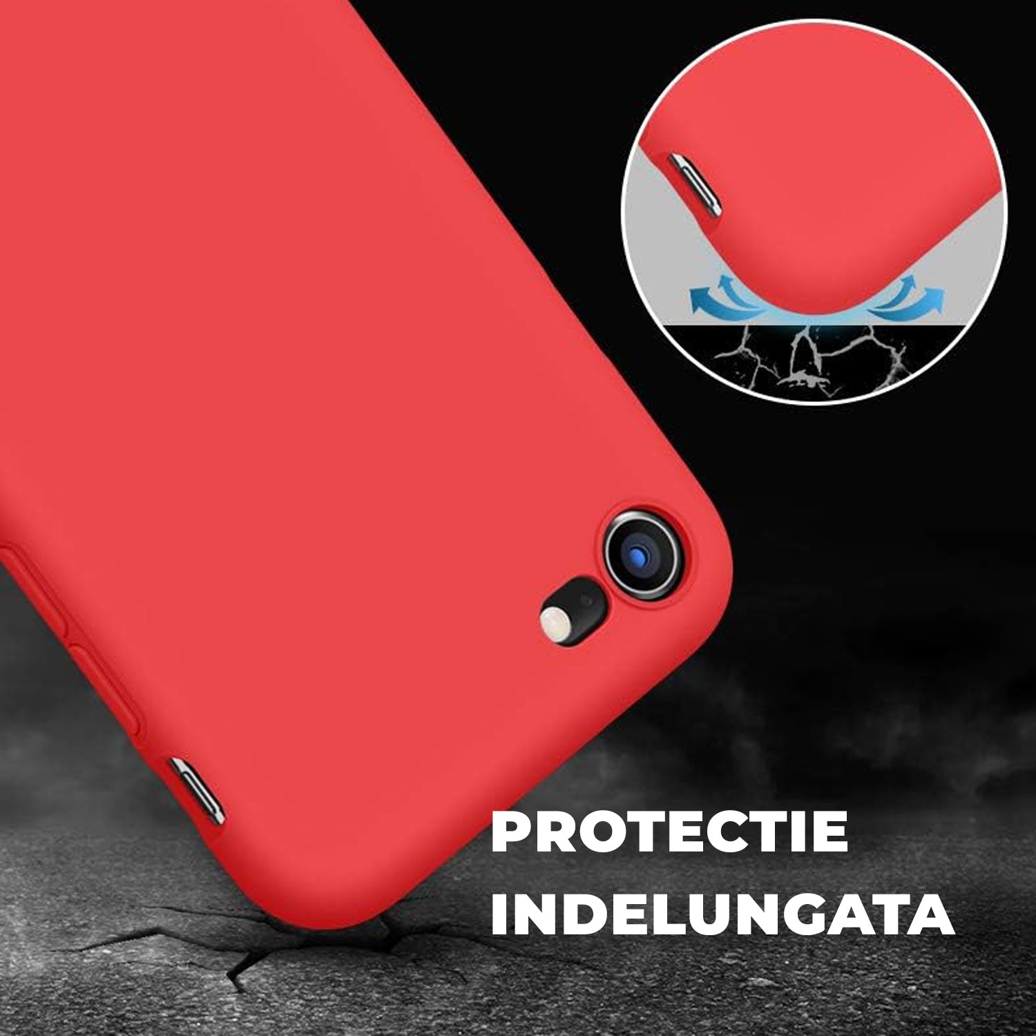 Husa Daden® Soft Silicone compatibila cuI iPhone 6Plus/6SPlus, Interior din Microfibra, Protectie la camera, Protectie sporita, Rosu