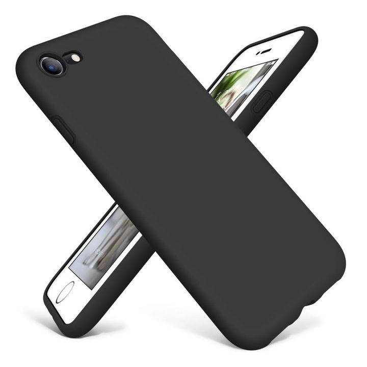 Daden® Soft Silicone tok kompatibilis iPhone 7Plus/8Plus telefonnal, Mikroszálas belső, Kameravédelem, Fokozott védelem, Fekete