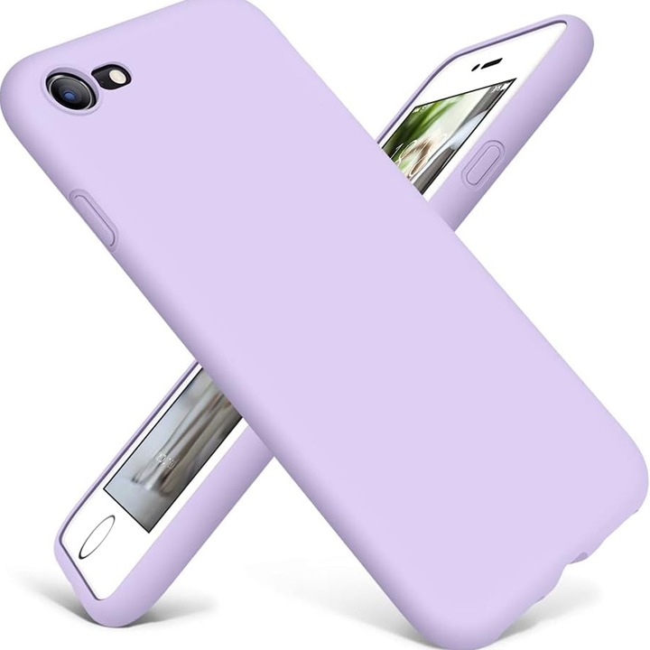 Daden® Soft Silicone tok kompatibilis iPhone 7/8 telefonnal, Mikroszálas belső, Kameravédelem, Fokozott védelem, Lila