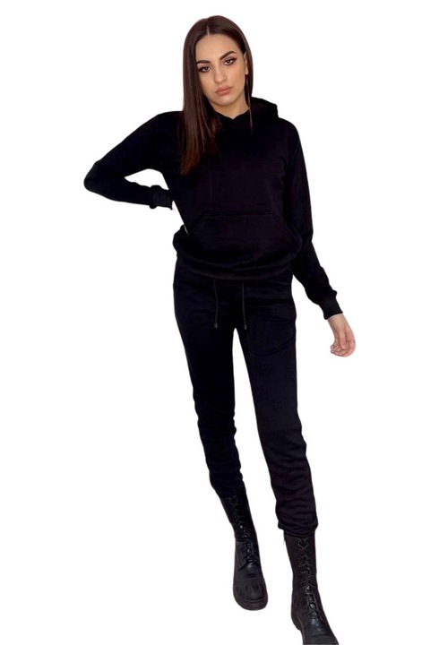 Trening dama, Dianiss, bumbac, negru, cu buzunare si gluga, L INTL