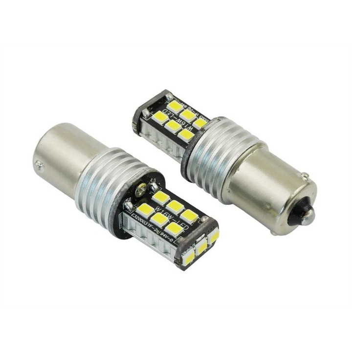 Set becuri auto, Interlook, LED, PY21W, 12V, Argintiu