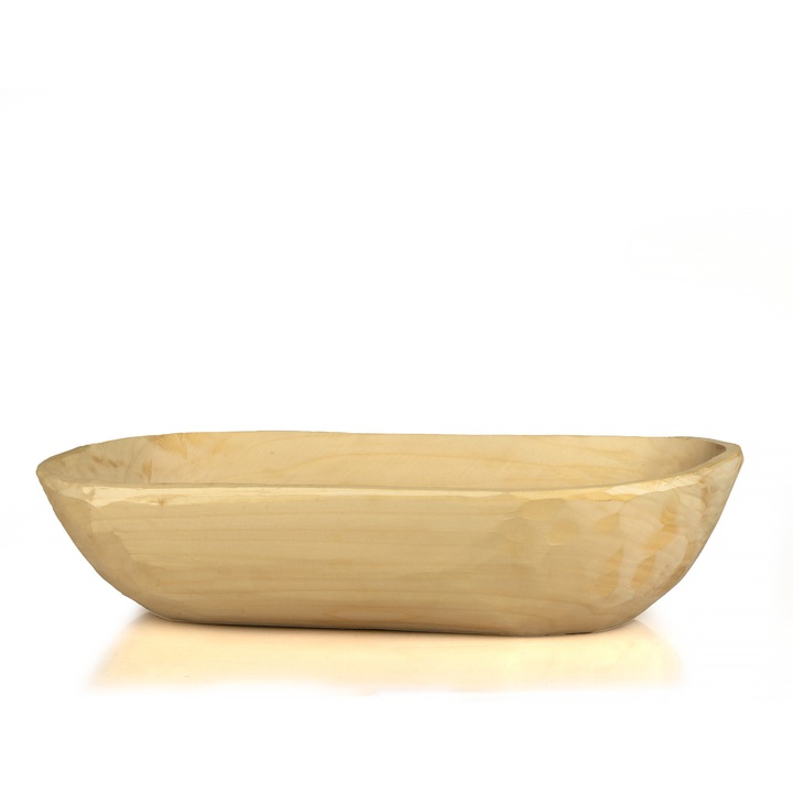 Vas oval din lemn masiv, 40 cm