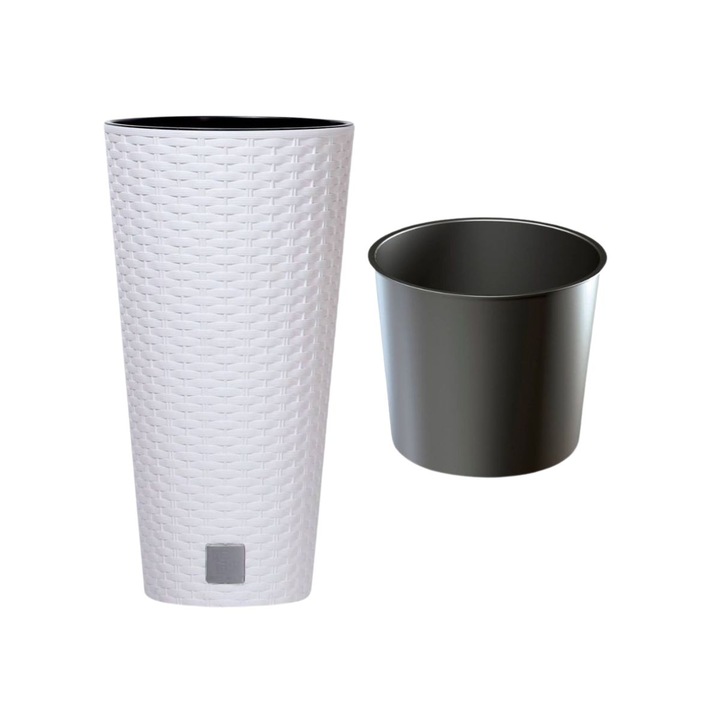 Ghiveci decorativ cu suport inclus Rato Tubus 400 mm, alb