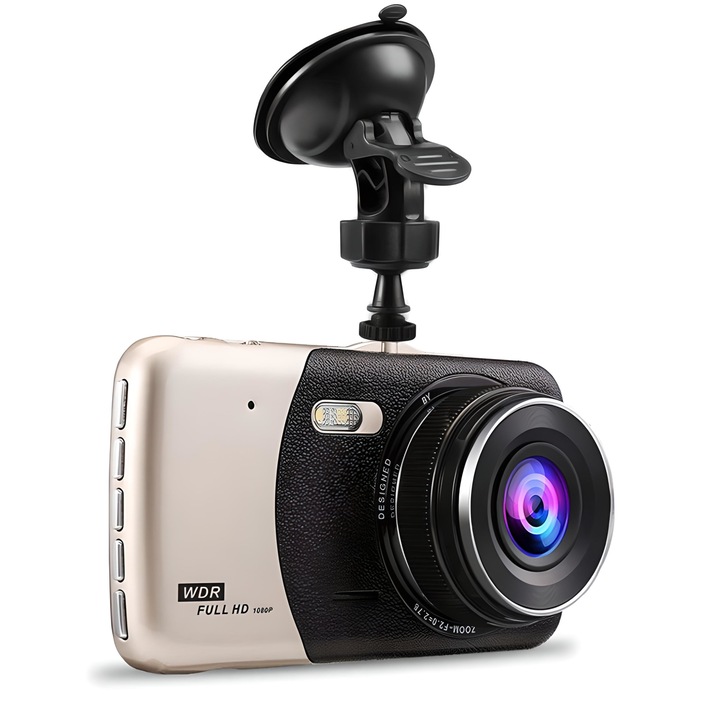 Camera Video Auto Dubla, T810 FullHD, Cu Functia WDR Si Ecran IPS 4inch
