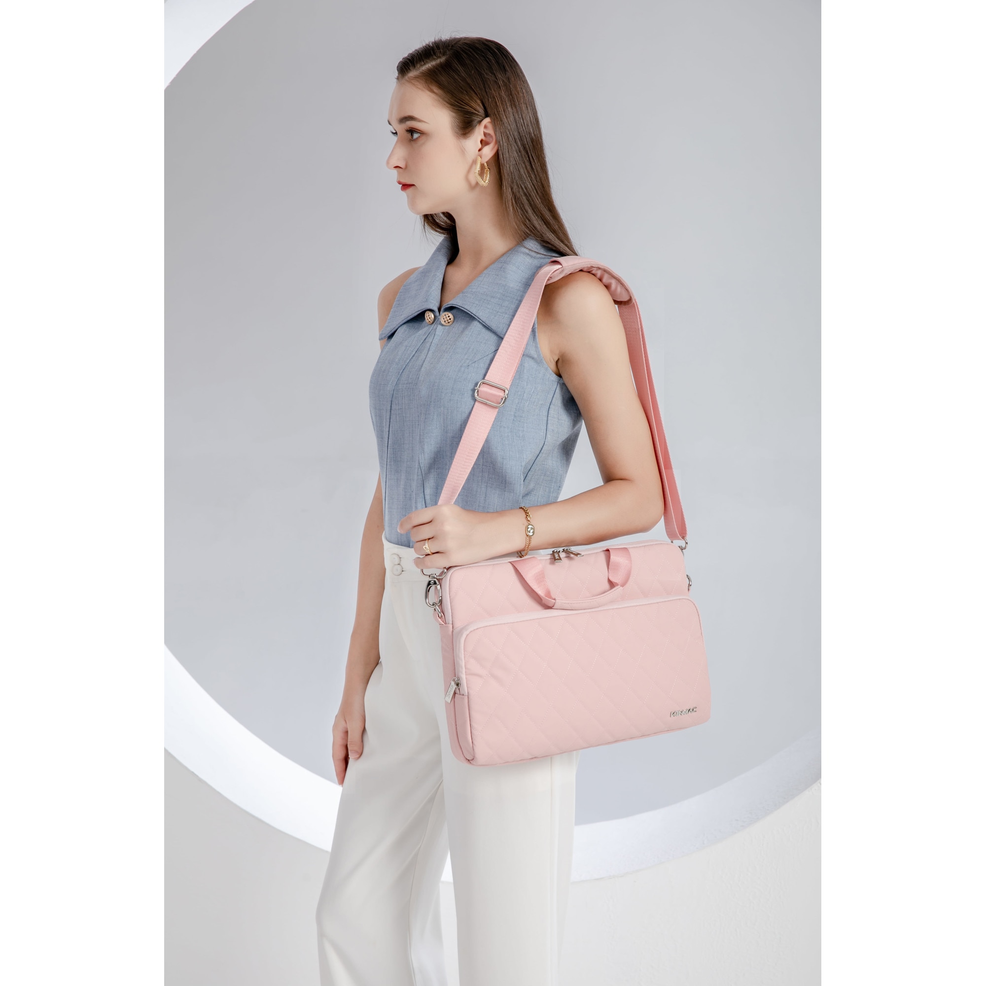 Geanta Laptop Kinmac Pink Embroidery, 15.6"