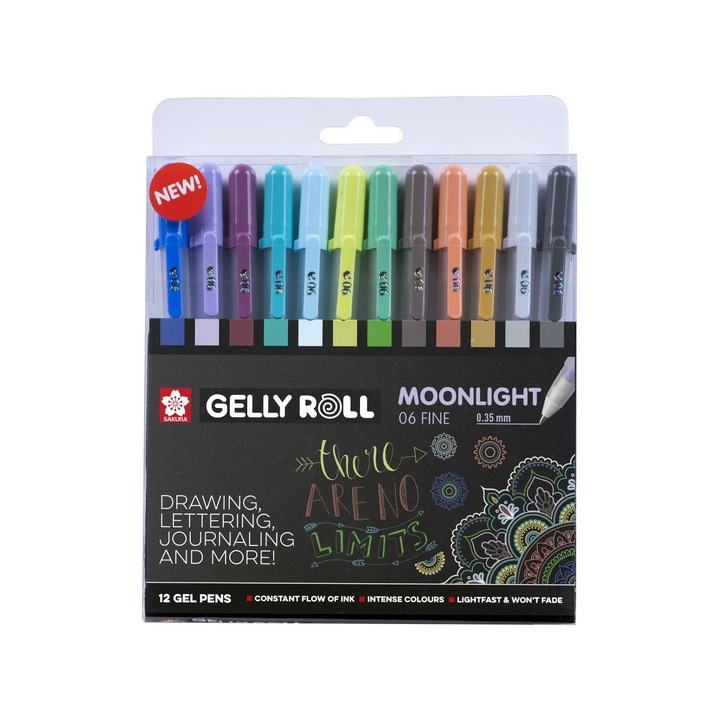 Комплект от 12 химикалки Sakura Gelly Moonlight, многоцветни