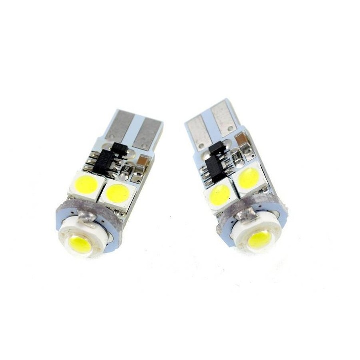 Bec LED auto, Interlook, W5W, 5x LED-uri SMD 5050, CANBUS, 12V, 32x12 mm, Xenon White