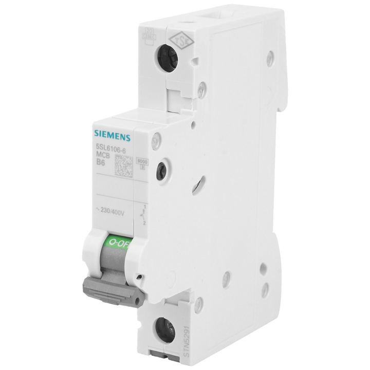 Intrerupator, Siemens, 230/400V, 6kA, 1 pol B, 6A, Alb