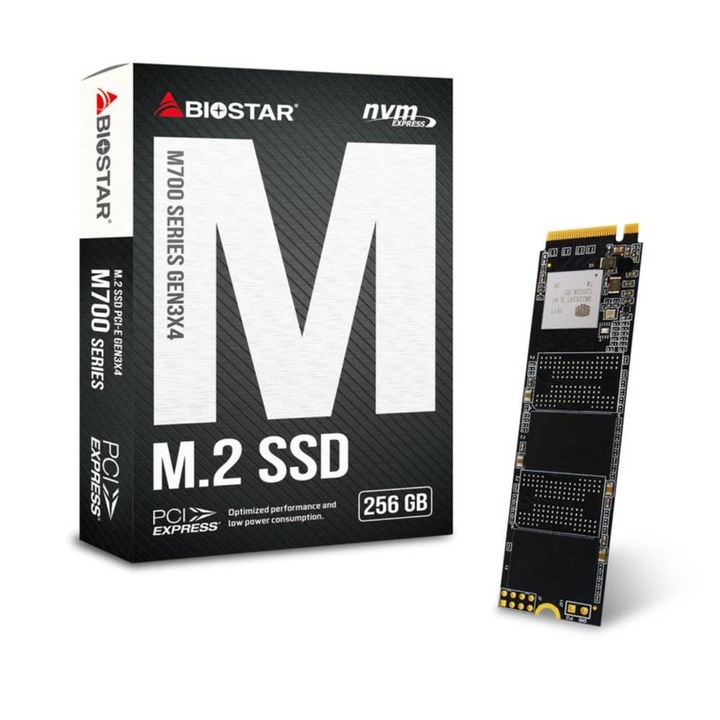SSD memória 256 GB, Biostar, M700 M.2, Gen3, Fekete