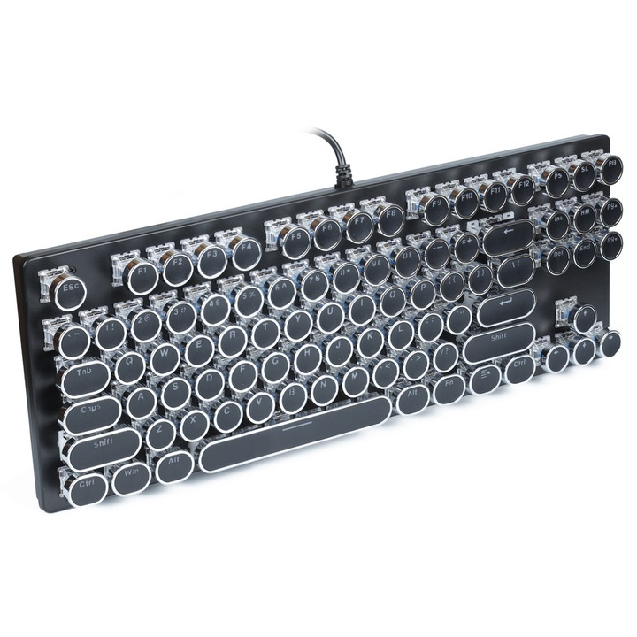 Tastatura mecanica gaming, Interlook, LED RGB, Negru