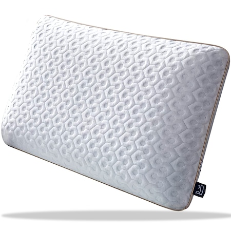 Perna ortopedica din spuma cu memorie cu gel pentru suport gat si suport cervical, husa detasabila si design ventilat, 60x40x13 cm, Gel Memory Foam Pillow, albastru