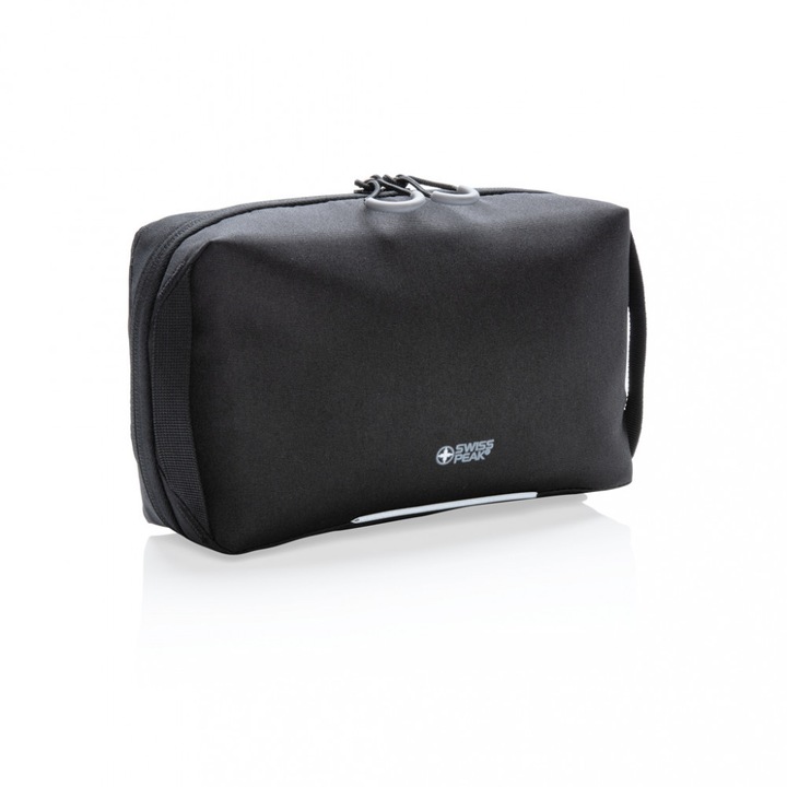 Geanta cosmetice, Swiss Peak by AleXer, 42FEB232112, 22x11.5x14 cm, Poliester, Negru, saculet voiaj inclus