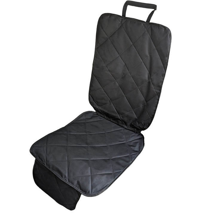Covoras protectie scaun auto, Interlook, Textil/Cauciuc, Negru