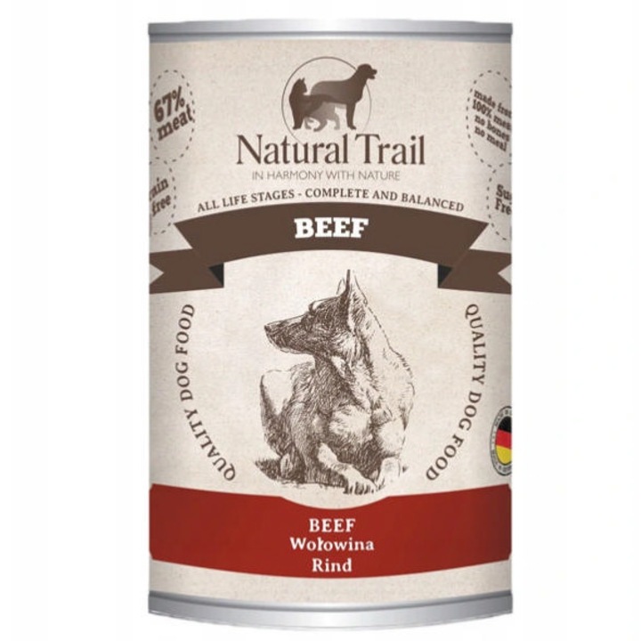 Hrana umeda pentru caini, Natural Trail, Vita, 400g