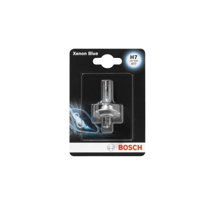 Халогенна крушка Bosch, H7, 12V, 55W, Xenon Blue, Блистер x1 бр.