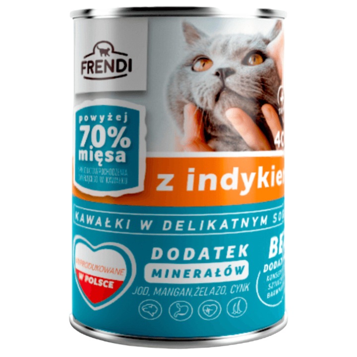 Hrana umeda pentru pisici, Frendi, Bucati in sos de curcan, 400 g