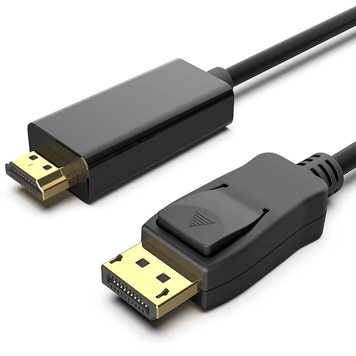 Кабел Display Port към HDMI, Interlook, Full HD 1080 p, 1,8 м, черен