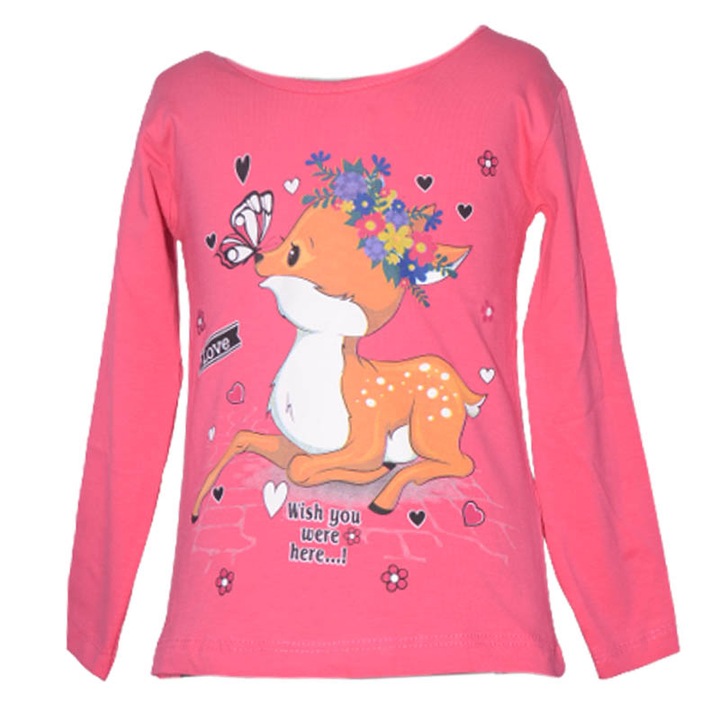 Bluza cu maneca lunga pentru fete OLC SVR 180323-86, Fucsia 92503