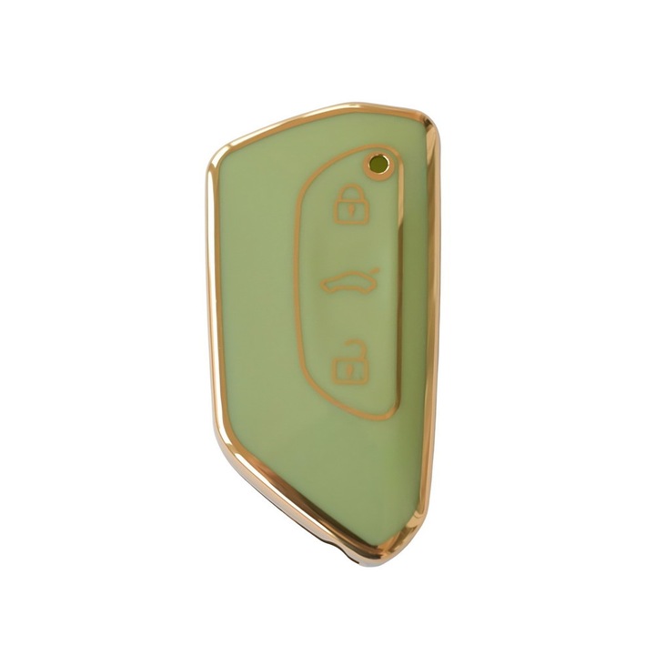 Carcasa protectie telecomanda auto Volkswagen Golf 8, Skoda Octavia, A8, MK4, MK8, Seat Leon, MK4, Tarraco, Cupra Formentor culoare verde