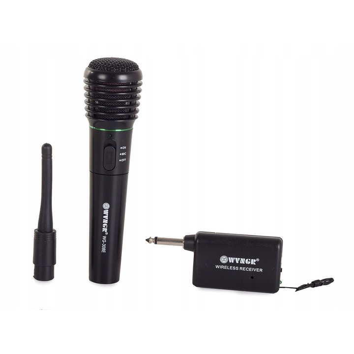 Microfon wireless pentru Karaoke, statie, culoare neagra