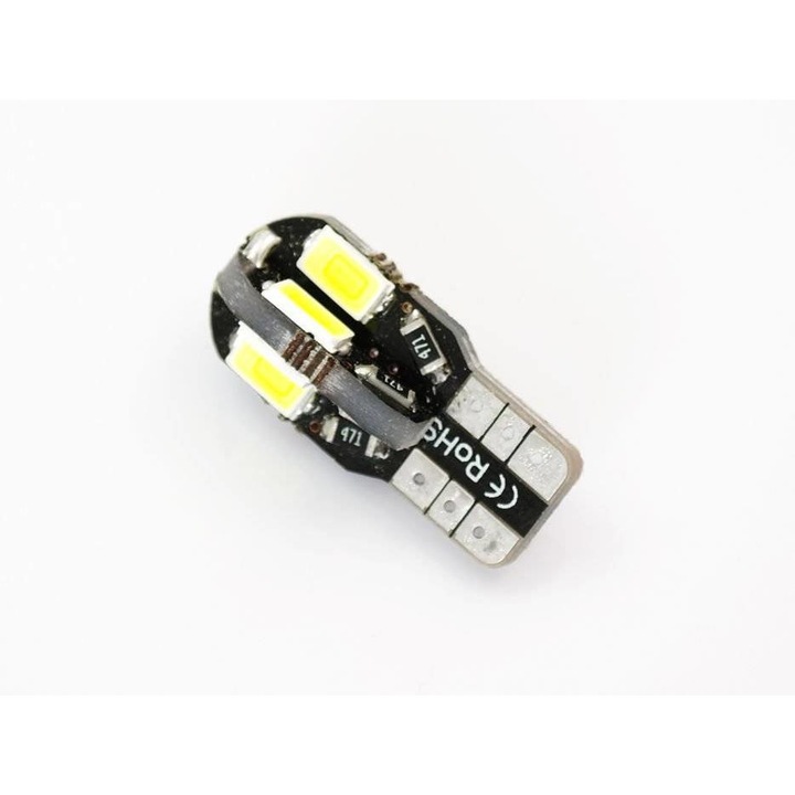 Bec LED auto, Interlook, W5W, 8x LED-uri SMD5630, 5W CANBUS, 12V, 11x29 mm, Alb rece