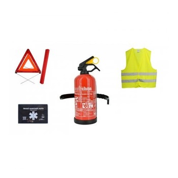 Kit siguranta auto - trusa medicala, 2 triunghiuri omologate E4, stingator, vesta Leo Auto EXCLUSIV Kit siguranta auto - trusa medicala, 2 triunghiuri omologate E4, stingator, vesta Leo Auto EXCLUSIV