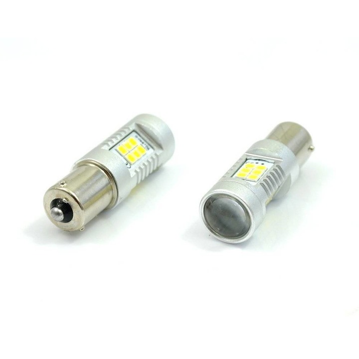 Bec LED auto, Interlook, P21W, 21x LED-uri SMD2835, 500lm, 12V, Alb rece
