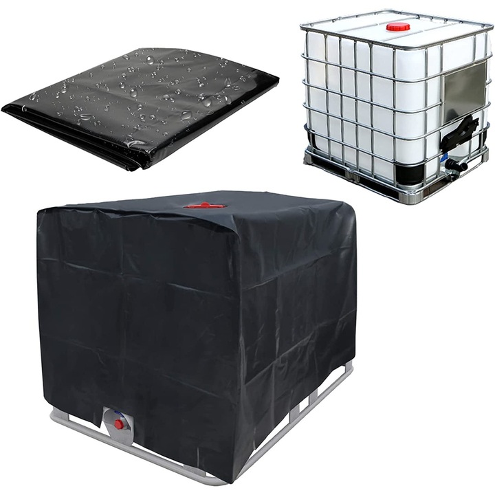 Husa protectoare pentru rezervor IBC 1000L, 120x100x116cm, rezistenta la UV, neagra