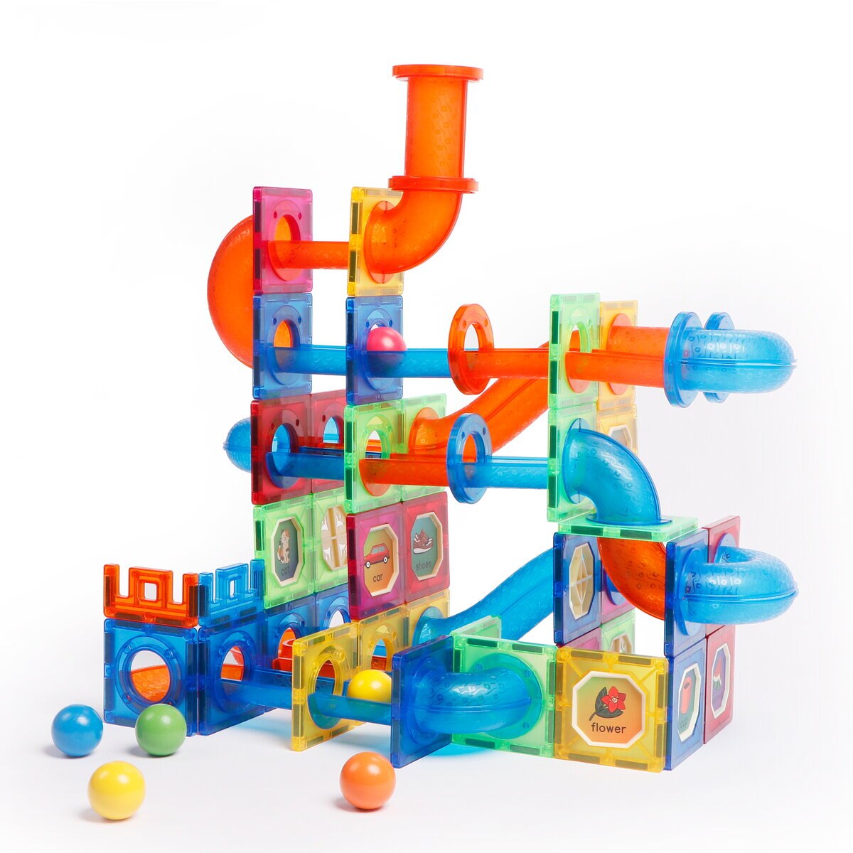 Set de constructie magnetic - Marble Run 171 piese MAGPLAYER - eMAG.ro