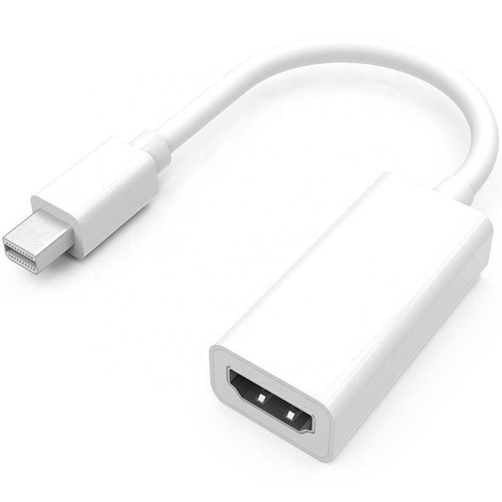 HDMI кабел - Mini Display Port, Interlook, 4K, HDMI v1.4, 30 см, Бял
