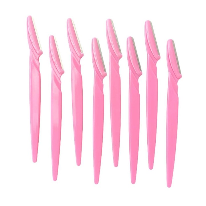 Set 8 lame trimmer facial, pentru fata, sprancene, mustata, Roz