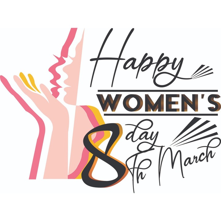 Sticker decorativ, 8 Martie, Roz, 80 cm, 7186ST